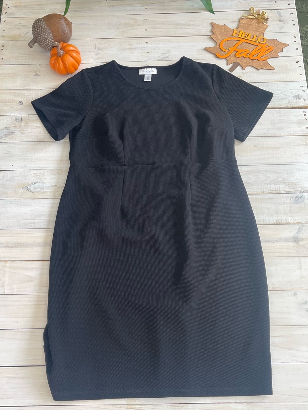 Motherhood Maternity Black Asymmetrical Short-Sleeve Sheath Dress